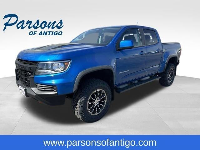 2022 Chevrolet Colorado Crew Cab Short Box 4-Wheel Drive ZR2 in Bright Blue Metallic — front three-quarter view